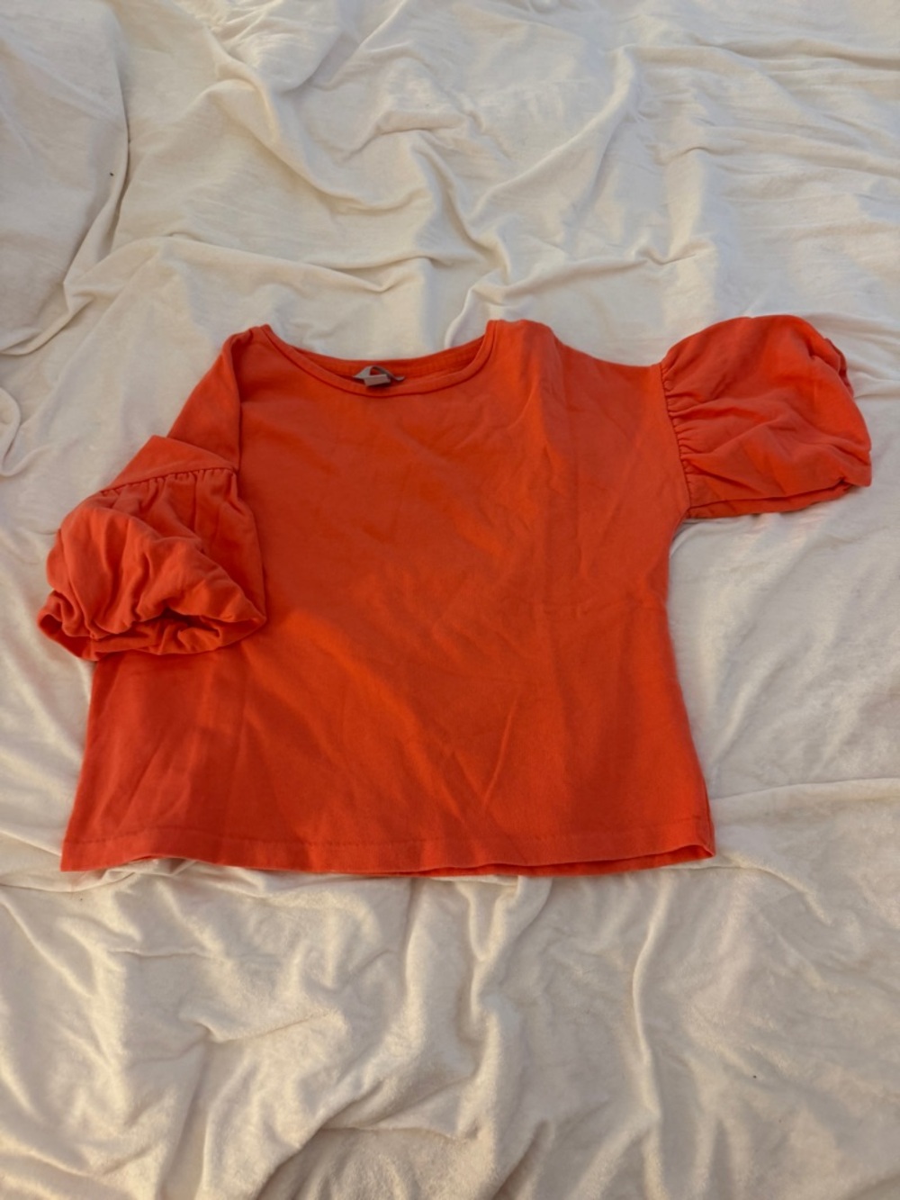 H&M Orange Puff-Sleeve Short Sleeve Tee